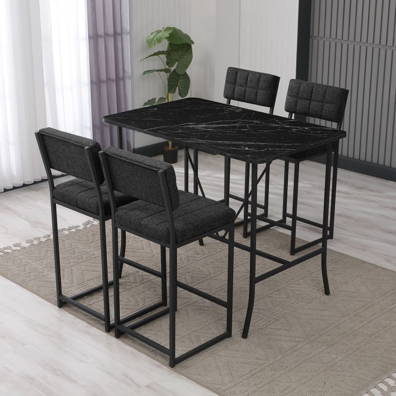 Cenanwesh Bargrupp Bord + 4 stolar - Antracit/Svart - Möbler - Bord & matgrupper