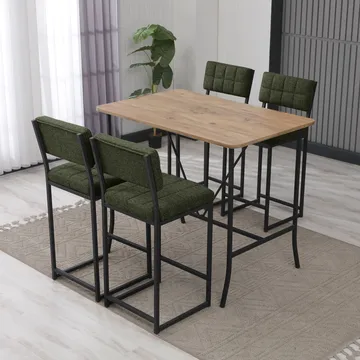 Cenanwesh Bargrupp Bord + 4 stolar - Grön Valnöt - Möbler - Bord & matgrupper