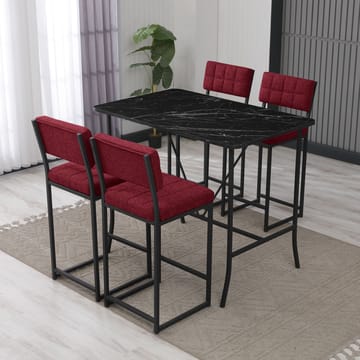 Cenanwesh Bargrupp Bord + 4 stolar - Vinröd Svart - Möbler - Bord & matgrupper