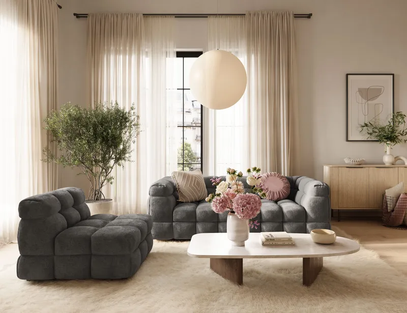 Elise Bubblig Fåtölj - Mörkgrå - Möbler - Stolar & fåtöljer - Fåtölj - Fåtölj utan armstöd