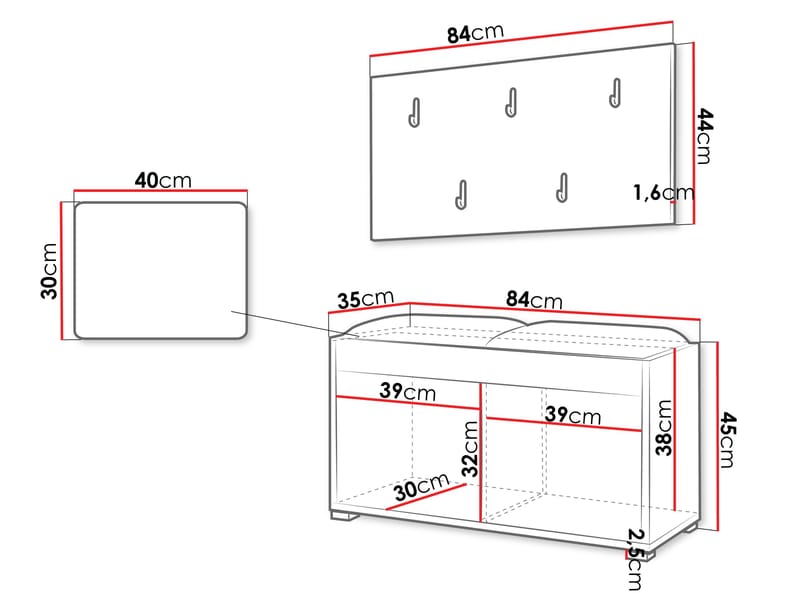 Agawal Hallmöbelset - Brun - Möbler - Hallmöbler - Möbelset för hall & entre