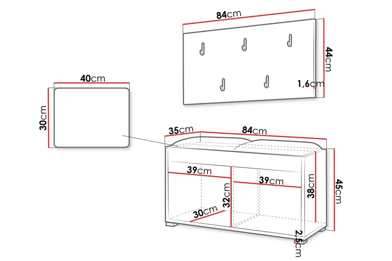 Agawal Hallmöbelset - Möbler - Hallmöbler - Möbelset för hall & entre