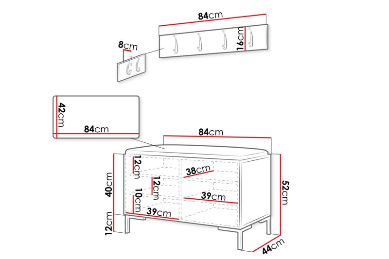 Ahsamin Hallmöbelset - Beige/Grå - Möbler - Hallmöbler - Möbelset för hall & entre