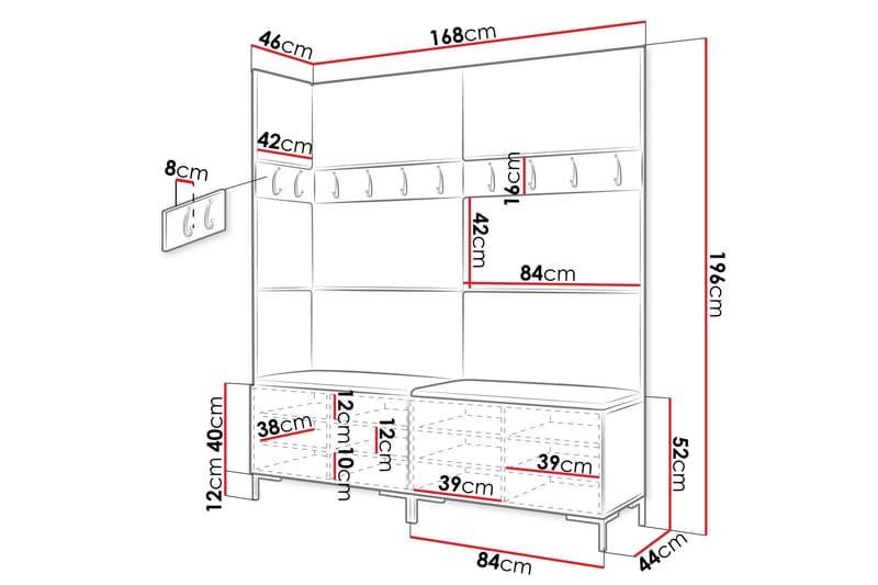 Ahsamin Hallmöbelset - Svart/Vit - Möbler - Hallmöbler - Möbelset för hall & entre
