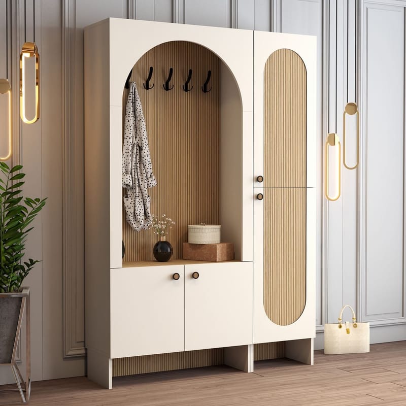 Ayleid Hallmöbel 200 cm - Kräm / Ek - Möbler - Hallmöbler - Möbelset för hall & entre