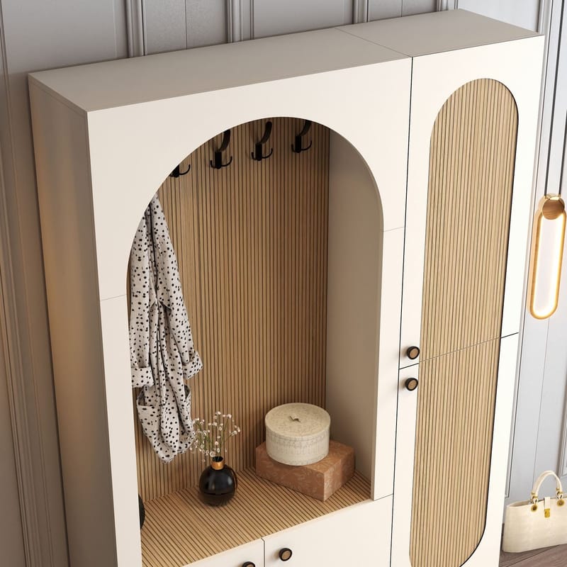 Ayleid Hallmöbel 200 cm - Kräm / Ek - Möbler - Hallmöbler - Möbelset för hall & entre