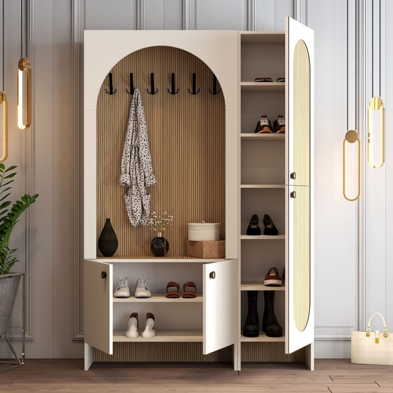 Ayleid Hallmöbel 200 cm - Kräm / Ek - Möbler - Hallmöbler - Möbelset för hall & entre