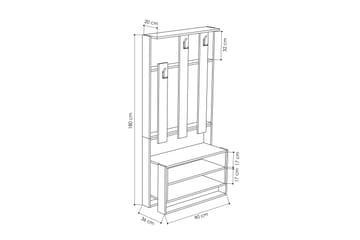 Bodsjö Klädförvaring 90 cm - Brun - Möbler - Hallmöbler - Möbelset för hall & entre