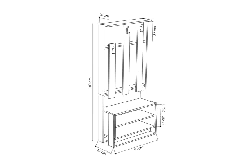 Bodsjö Klädförvaring 90 cm - Brun - Möbler - Hallmöbler - Möbelset för hall & entre