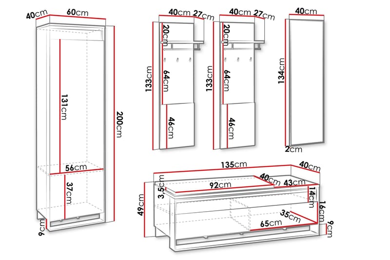 Dorana Hallmöbelset - Brun/Beige - Möbler - Hallmöbler - Möbelset för hall & entre