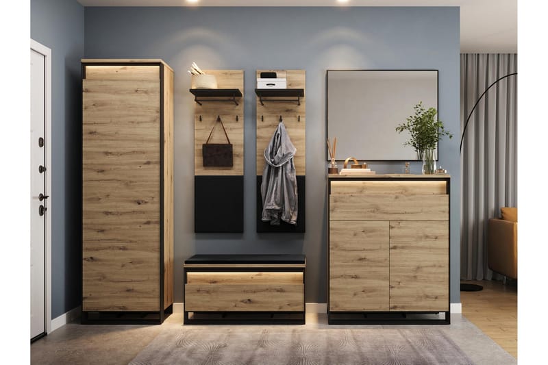 Dorana Hallmöbelset - Brun/Svart - Möbler - Hallmöbler - Möbelset för hall & entre