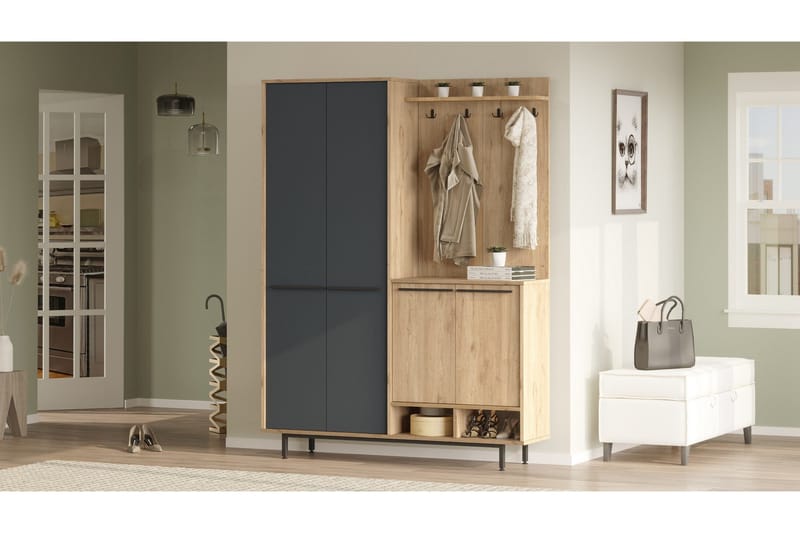 Ethelred Hallmöbelset - Ek/Antracit - Möbler - Hallmöbler - Möbelset för hall & entre