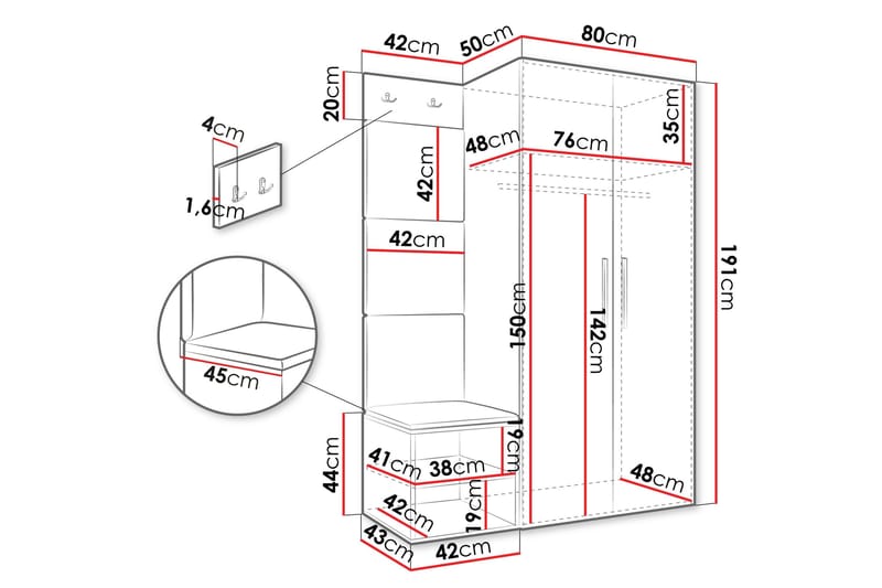 Farosa Hallmöbelset - Beige/Vit - Möbler - Hallmöbler - Möbelset för hall & entre