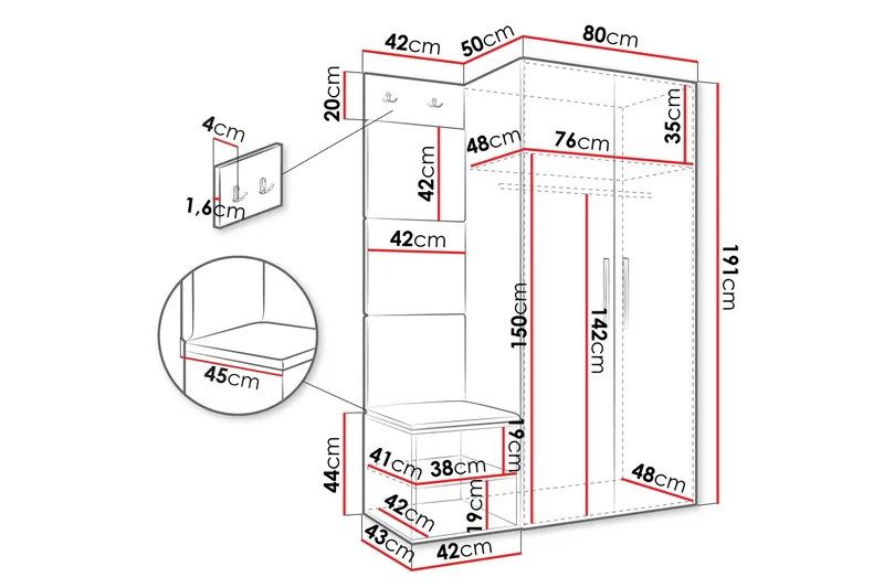 Farosa Hallmöbelset - Brun - Möbler - Hallmöbler - Möbelset för hall & entre