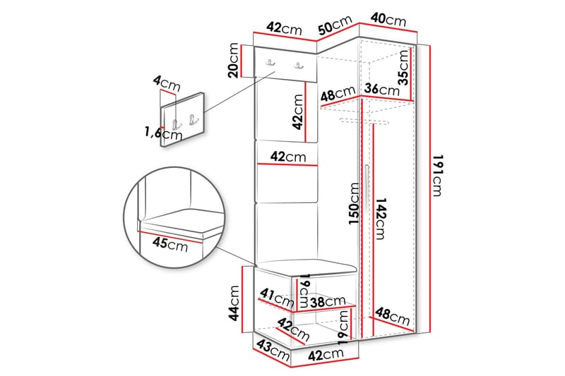 Farosa Hallmöbelset - Brun - Möbler - Hallmöbler - Möbelset för hall & entre