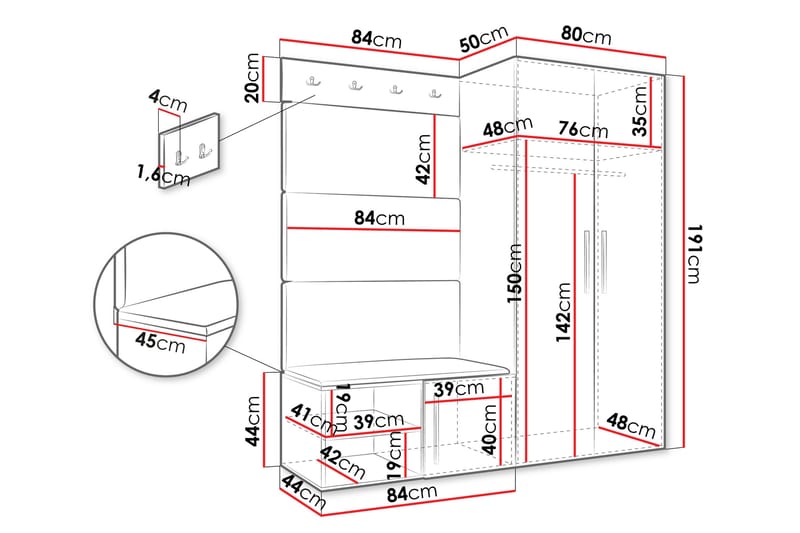 Farosa Hallmöbelset - Svart/Vit - Möbler - Hallmöbler - Möbelset för hall & entre