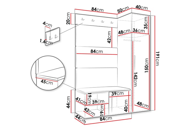Farosa Hallmöbelset - Vit - Möbler - Hallmöbler - Möbelset för hall & entre