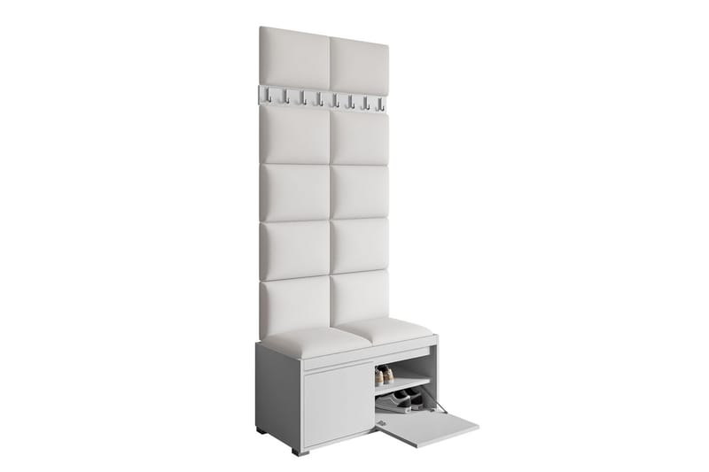 Grawis Sittbänk 2-sits med 12-pack Väggdekoration 40x30 cm - Grå - Möbelset för hall & entre - Hallförvaring