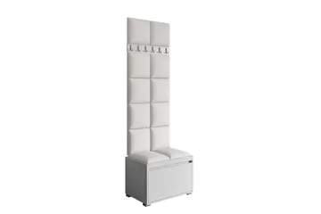 Grawis Sittbänk med 12-pack Väggdekoration 30x30 cm - Vit - Möbler - Hallmöbler - Möbelset för hall & entre