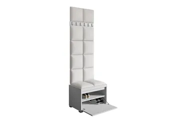 Grawis Sittbänk med 6-pack Väggdekoration 60x30 cm - Vit - Möbler - Hallmöbler - Möbelset för hall & entre