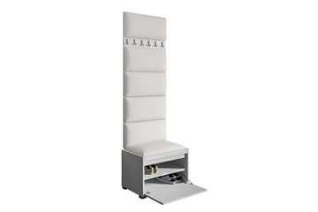 Grawis Sittbänk med 6-pack Väggdekoration 60x30 cm - Vit - Möbler - Hallmöbler - Möbelset för hall & entre