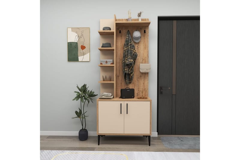 Hallmöbel Windholm Atlantisk Tall / Beige - Beige/Ljusfärgat trä - Möbler - Hallmöbler - Möbelset för hall & entre