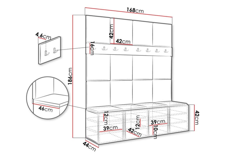 Hollan Hallmöbelset - Grå/Beige - Möbler - Hallmöbler - Möbelset för hall & entre