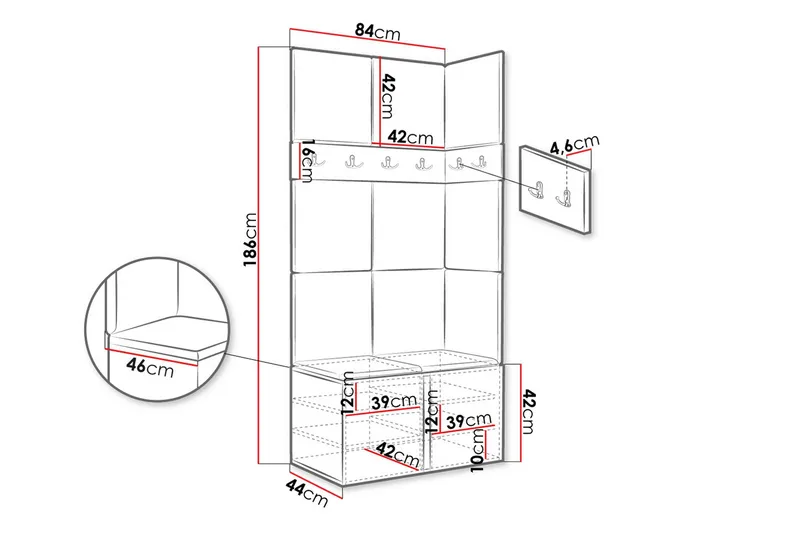 Hollan Hallmöbelset - Grå/Beige - Möbler - Hallmöbler - Möbelset för hall & entre