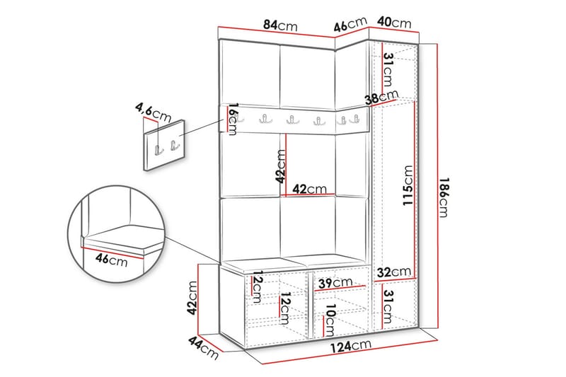 Hollan Hallmöbelset - Rosa - Möbler - Hallmöbler - Möbelset för hall & entre