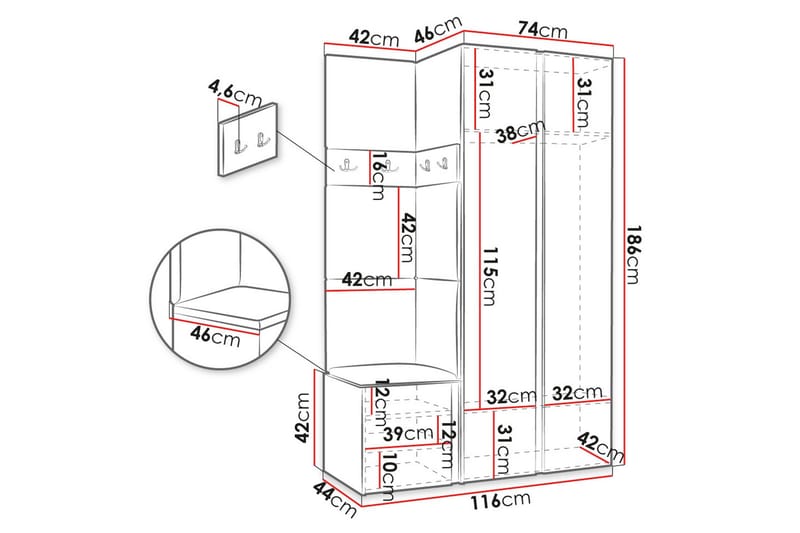Hollan Hallmöbelset - Svart/Vit - Möbler - Hallmöbler - Möbelset för hall & entre