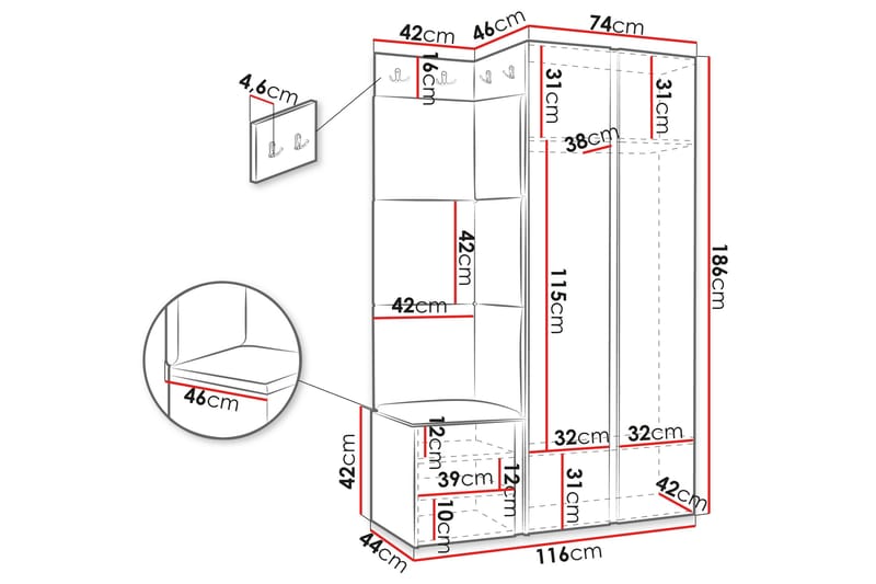 Hollan Hallmöbelset - Svart/Vit - Möbler - Hallmöbler - Möbelset för hall & entre