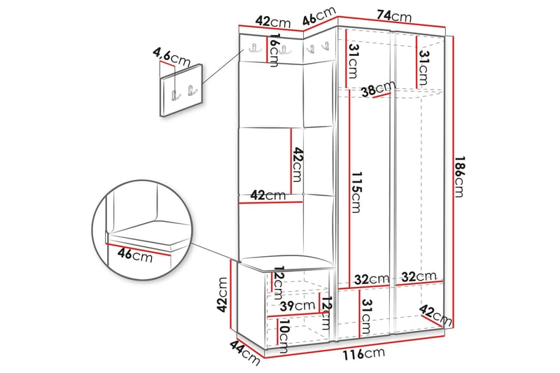 Hollan Hallmöbelset - Svart/Vit - Möbler - Hallmöbler - Möbelset för hall & entre