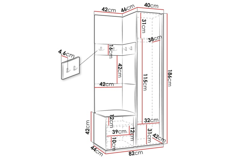 Hollan Hallmöbelset - Vit - Möbler - Hallmöbler - Möbelset för hall & entre