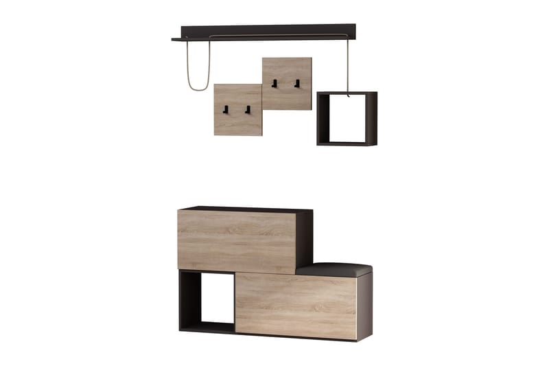 Homitis Hallförvaring - Grå/trä - Möbler - Hallmöbler - Möbelset för hall & entre