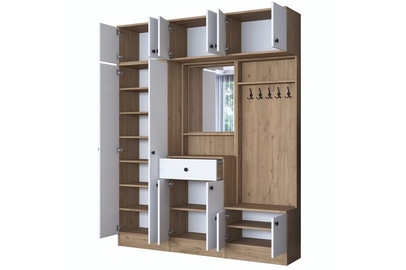 Honny Hallmöbelset Brun/Vit - Hanah Home - Möbler - Hallmöbler - Möbelset för hall & entre