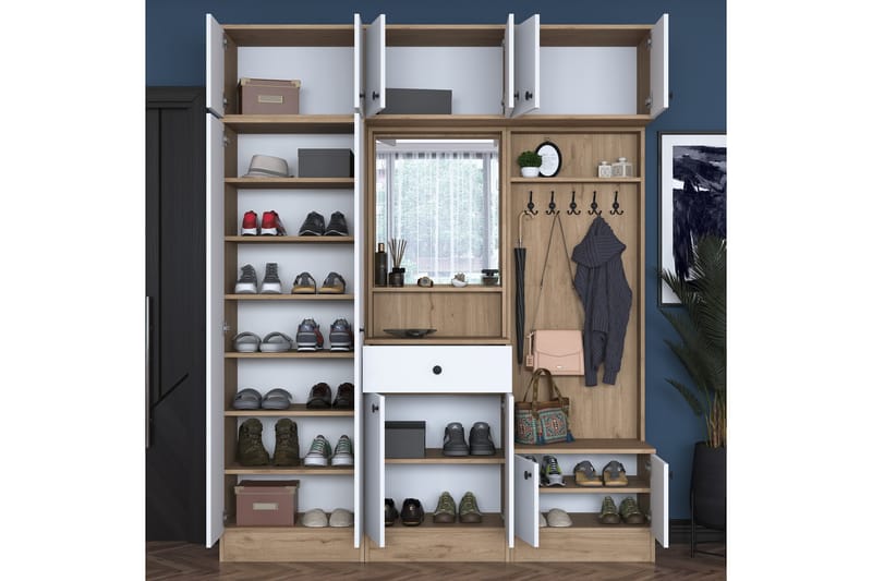 Honny Hallmöbelset Brun/Vit - Hanah Home - Möbler - Hallmöbler - Möbelset för hall & entre