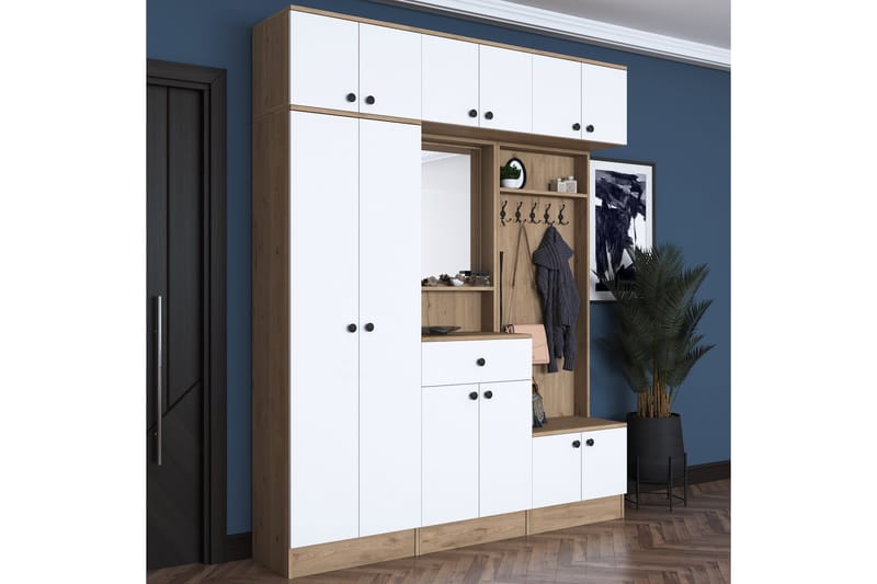 Honny Hallmöbelset Brun/Vit - Hanah Home - Möbler - Hallmöbler - Möbelset för hall & entre