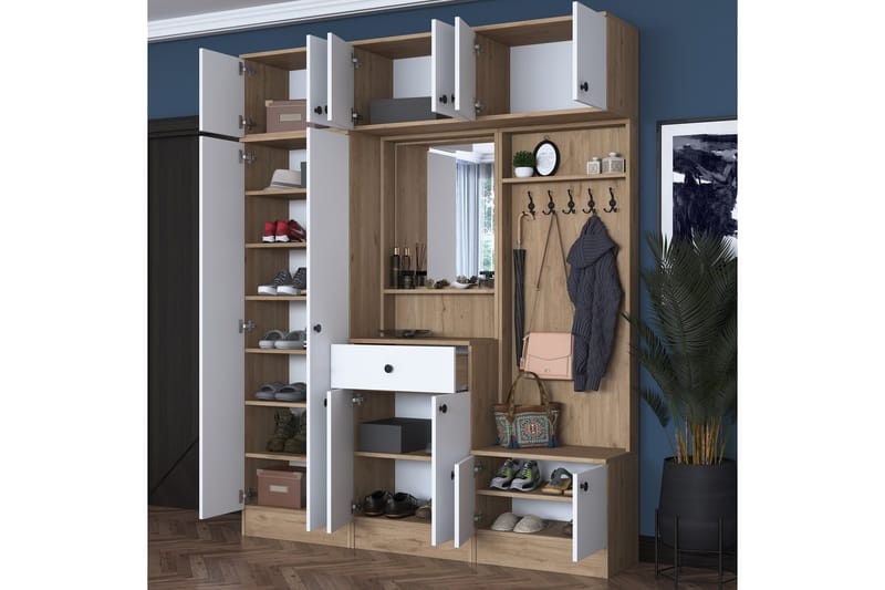 Honny Hallmöbelset Brun/Vit - Hanah Home - Möbler - Hallmöbler - Möbelset för hall & entre