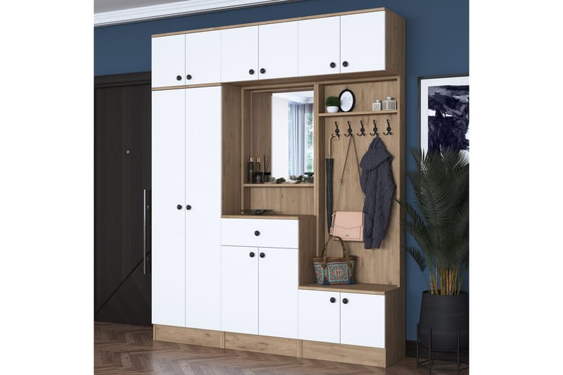 Honny Hallmöbelset Brun/Vit - Hanah Home - Möbler - Hallmöbler - Möbelset för hall & entre
