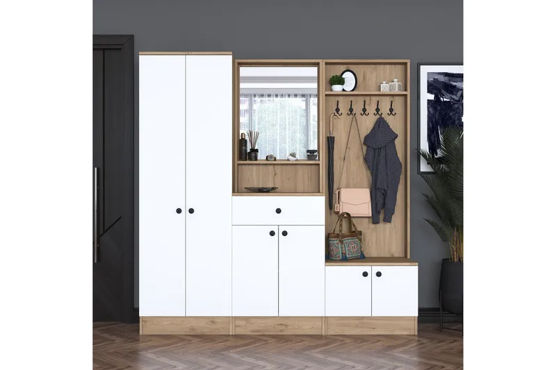 Hooda Hallmöbelset Brun/Vit, Hanah Home