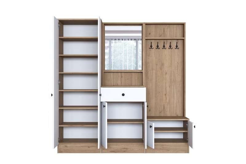 Hooda Hallmöbelset Brun/Vit - Hanah Home - Möbler - Hallmöbler - Möbelset för hall & entre