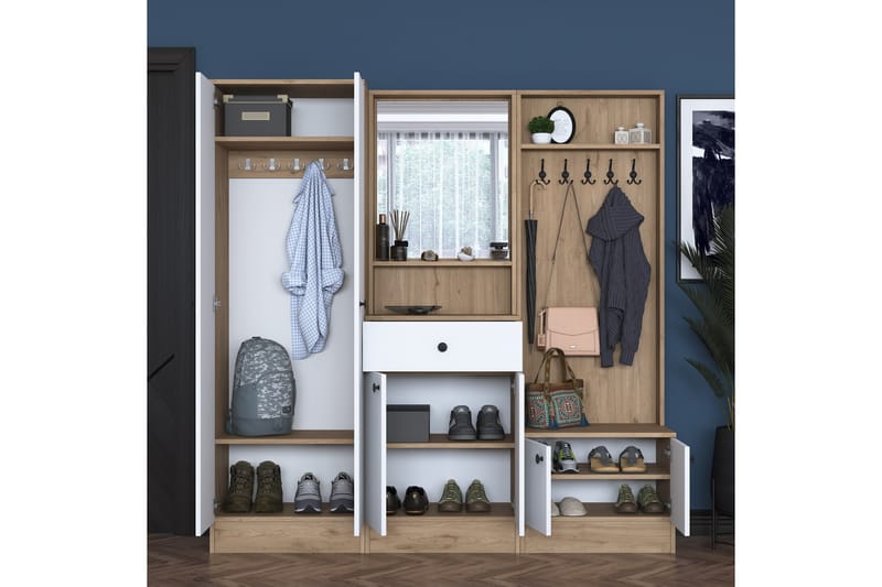 Hooda Hallmöbelset Vit/Brun - Hanah Home - Möbler - Hallmöbler - Möbelset för hall & entre