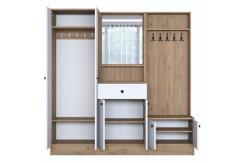 Hooda Hallmöbelset Vit/Brun - Hanah Home - Möbler - Hallmöbler - Möbelset för hall & entre