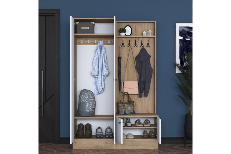 Hooda Hallmöbelset Vit/Brun - Hanah Home - Möbler - Hallmöbler - Möbelset för hall & entre