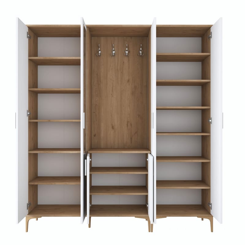 Matlerd Hallställ 180x198,6x37,5 cm - Valnöt och vit - Möbler - Hallmöbler - Möbelset för hall & entre