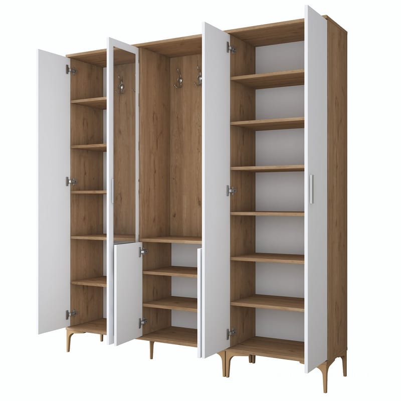 Matlerd Hallställ 180x198,6x37,5 cm - Valnöt och vit - Möbler - Hallmöbler - Möbelset för hall & entre