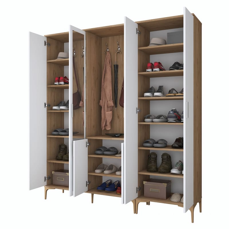 Matlerd Hallställ 180x198,6x37,5 cm - Valnöt och vit - Möbler - Hallmöbler - Möbelset för hall & entre
