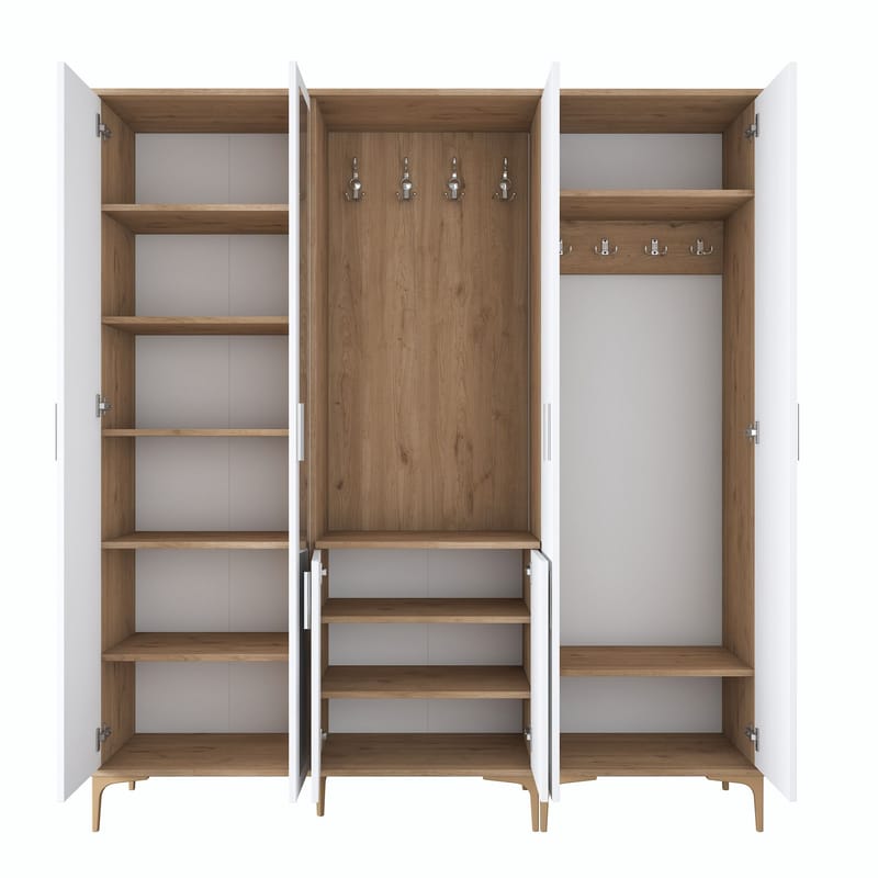 Matlerd Hallställ 180x198,6x37,5 cm - Valnöt och vit - Möbler - Hallmöbler - Möbelset för hall & entre