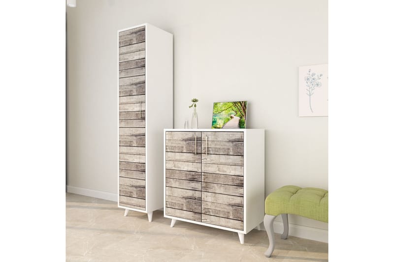 Albistair Hallmöbelset 195x40 cm - Natur/Vit - Möbler - Hallmöbler - Möbelset för hall & entre