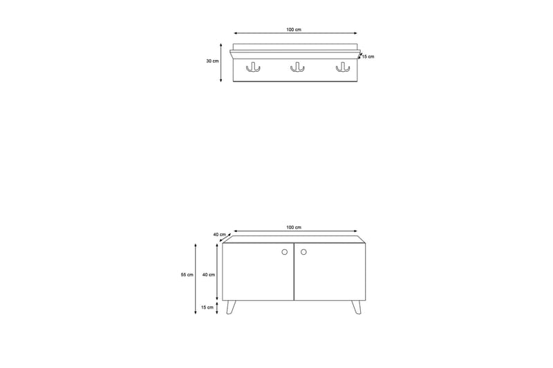 Amerbach Hallmöbelset 55x100 cm - Natur/Vit - Möbler - Hallmöbler - Möbelset för hall & entre